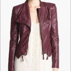 Blank NYC Maroon Faux Leather Jacket Size S